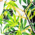 Redfox 420 Leaf Print Sleeveless Quilted Festival Crop Top Size Large Green Photo 3