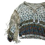 Free People  Macra Maze Me Ivory Combo Tassel Fringe long sleeve lace Top Size M Photo 5