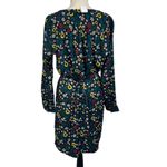 Loft Ann Taylor Medium Dress Floral Long Sleeve Partial Button Thin Belt Black Photo 4