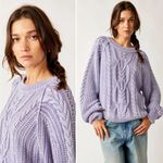 Free People  Frankie Cable Knit Sweater Heavenly Lavender Size XL Photo 1