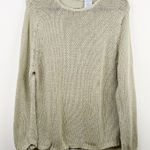 White Stag  Women's L Willow Green Open Knit Pullover Sweater Ramie Cotton Blend Photo 0