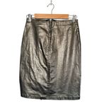 ZARA  Metallic Faux Leather Synch Front Mini Pencil Skirt Bronze Brown Small Photo 2