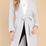 Miracle Relax More Grey Midi Cardigan Tie Chunky Knit M/L Gray Size undefined Photo 0