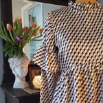 Missguided Long Sleeve Frill Dress in Multicolored Geometric Print Photo 1