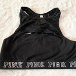 PINK - Victoria's Secret VS PINK Black High Neck Jersey Mesh Cut Out Logo Band Sports Bra Size Large Photo 0