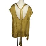 Free People  Gold Satin Cowl‎ Neck Open Back Tie Mini Dress Size M Photo 3