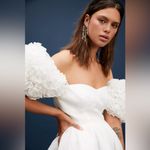 Free People  Selkie Mes Demoiselle Off Shoulder Puffy Flower Gown Maxi Dress XS Photo 3