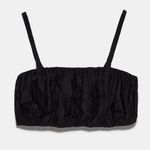 ZARA NWT  BLACK POPLIN CROP TOP Perfect Photo 4