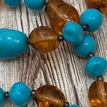 J.O.A. Rivers Dyed Turquoise/Amber Glass Necklace Photo 9