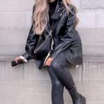 ZARA Straight Cut Faux Leather Blazer Lapel Collar Oversized Jacket Black XS NEW Photo 5