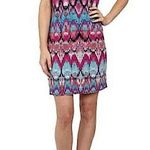 Laundry by Shelli Segal Laundry Mini Shift Dress Breezy Brezze Matte Jersey Lined Sz M Multi-Color Photo 0