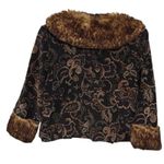Black Rivet Vintage 90s Y2K  Women Brown Paisley Jacket Size Large Faux Fur Trim Photo 5