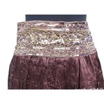 Cache Brown Silk like Boho Hand Sewn Sequins Crinkle Lined Skirt New NWT $138 Photo 2