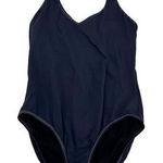 Lands' End  navy blue halter top plus size one piece bathing suit swim size 16 Photo 0