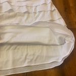 dressbarn Dress 12 White Sheath Mini Dress with Tiered Ruffles Beaded Neckline Photo 3