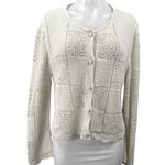 ZARA  Cream Beige Open Knit Long Sleeve Button Down Cardigan Sweater Top Size S Photo 0
