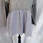 Moon & Madison Gray Sweater Woven Striped Cotton Shirt Combo Preppy Size Small Photo 3