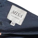 MISA Los Angeles MISA Mahtab Crinkled Bell-Sleeve Mini Dress In Midnight Navy Blue Photo 10