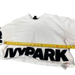 Ivy Park  White Cropped T-Shirt Black Chenille Logo Medium Photo 5