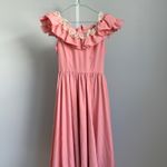 VTG Victorian Pink Renaissance Ruffle Lace Prairie Maxi Dress Cottagecore Gown Size 4 Photo 2