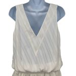 Ramy Brook Carl Deep V-Neck Smocked Tiered Textured Ruffle Mini Dress Ivory Photo 6