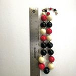 Red black and cream vintage beaded chunky necklace Photo 4