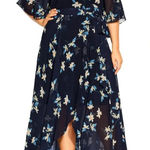 City Chic   Maxi Dress in navy blue with a floral print Wrap Dress size 18 Photo 0