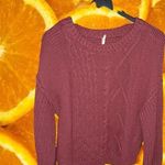 Free People  Maroon Cable Knit Sweater Size‎ XS Photo 0