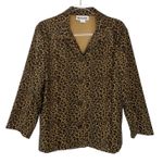 Briggs 90s Vintage Leopard Pattern Blazer Jacket Medium Retro Animal Print Tan Photo 1
