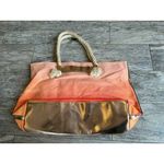 Victoria's Secret NWT‎ Victoria Secret Shoulder Tote Bag Braided Rope Handles Beach Peach Ombre Photo 3