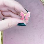 Pink Butterfly Goldtone Lapel Pin Photo 2