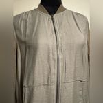 LOGO By Lori Goldstein EUC  Gray Front Woven Bomber Jacket size 10 Photo 1