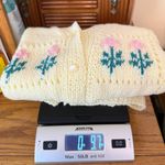 Vintage Handmade Knit Cardigan Sweater Vest Flowers Cottagecore Pink Purple Size undefined Photo 8