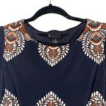 International concepts Black Boho Print Knee-length Shirt Dress Photo 2