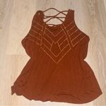 Apt. 9  Boho Brown Tank Top with Beads & Criss Cross Back - Size XL Photo 0