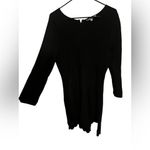 Antonio Melani Black Scallop Hem Fit & Flare Knit Dress Sz L Floral Texture Photo 2