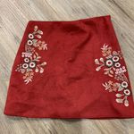 Francesca's  Burgundy Suede Floral Mini Skirt Photo 1