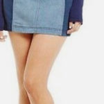 Free People Free People Womens Size 8 Blue Two Toned Modern Femme Color Block Mini Skirt Photo 0