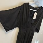Strut & Bolt  Black Satin Kimono Sleeve Wide Leg Jumpsuit Photo 5