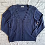 Alfred Dunner  Layered Look Knit Top Made in USA Blue Medium Photo 0