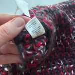 Versona  NEW red and charcoal  retro knit wrap one size acrylic cozy gift Photo 2