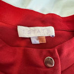 1. State Women’s Burnt Orange/red Long Sleeve Mandarin Collar Blouse. V Cutout. Cuffed. Photo 4