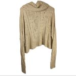 Free People  Shades of Dawn Tan Open Cable Knit Cowl Neck Sweater Sz Small Photo 7