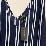 Lane Bryant NWT  Navy and White Striped Tank Top with Floral Accents plus size 28 Photo 3