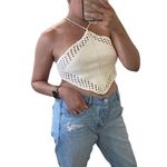 MINKPINK Revolve Cropped Halter Crochet Top White Small Photo 1