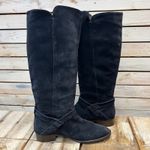 Vintage J.Crew Black Suede Tall Riding Boots Made in Romania Leather 80513 Sz 8 Blue Photo 5
