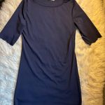 Balauoke Navy Scallop Hem Sheath Dress Women’s Small Half Sleeve Above Knee Blue Photo 5