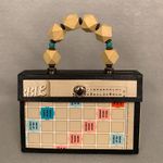 Source Unknown Scrabble Board Purse Novelty Clutch Handbag Beaded Blocks Handle Retro Fun Photo 0