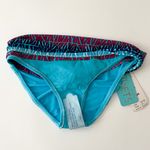 Sunsets Daybreak Turquoise Blue Fading Coral Ruching Bikini Bottoms NWT Small Photo 4