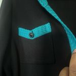 Misook  Exclusively Black Teal trim Open Long Sleeve Cardigan Sz Large Photo 3